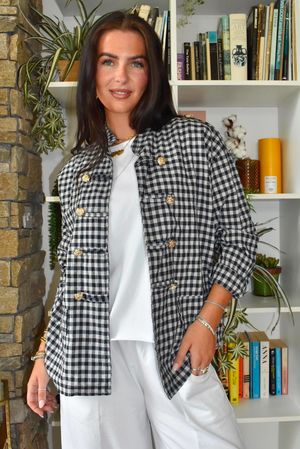 Nonni Gingam Napoleon Jacket Navy